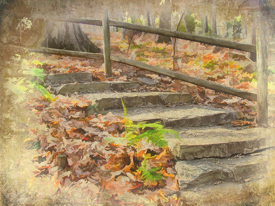 Greensboro Painting - Autumn Stairs by Dan Carmichael