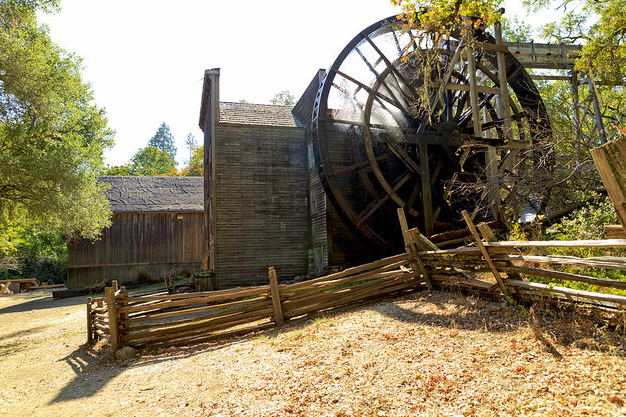 Napa Valley Photograph - Autumn Sun Shining On The Old Bale Mill by Her Arts Desire