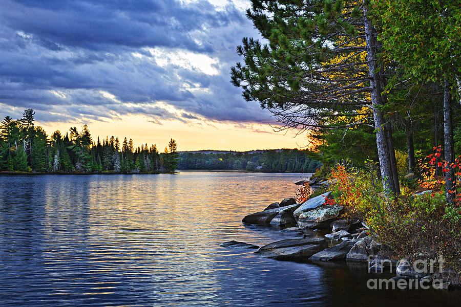 Autumn Sunset At Lake Photograph