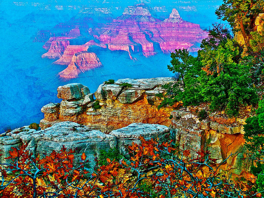 Autumn Sunset in Front of El Tovar Hotel on South Rim of Grand Canyon-Arizona  Photograph by Ruth Hager