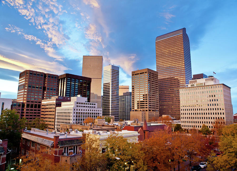 Autumn Sunset Over The Downtown Denver Photograph by Photography By Bridget Calip