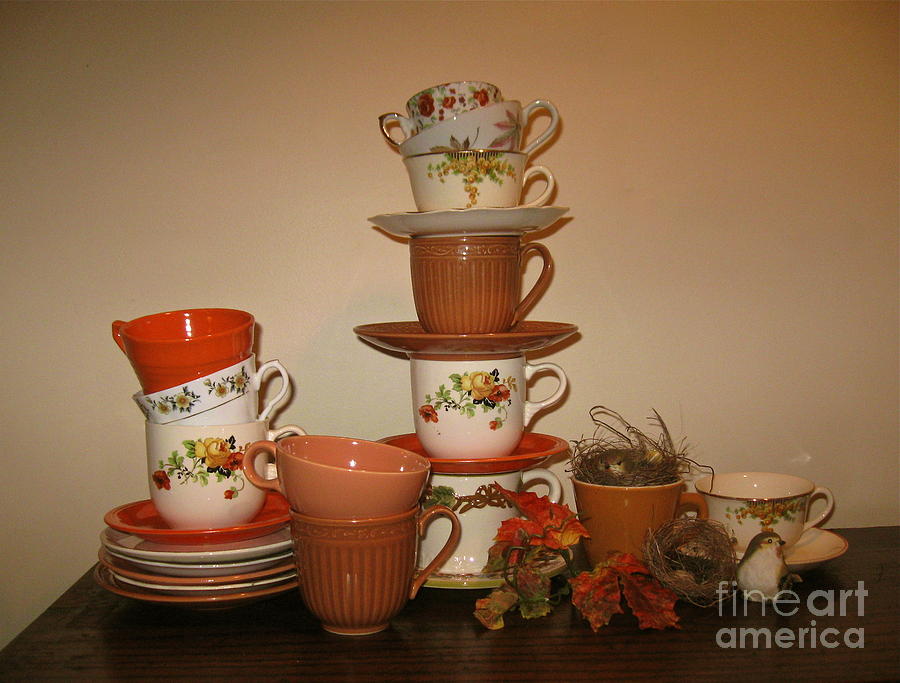 Autumn Tea Cups  Photograph by Nancy Patterson