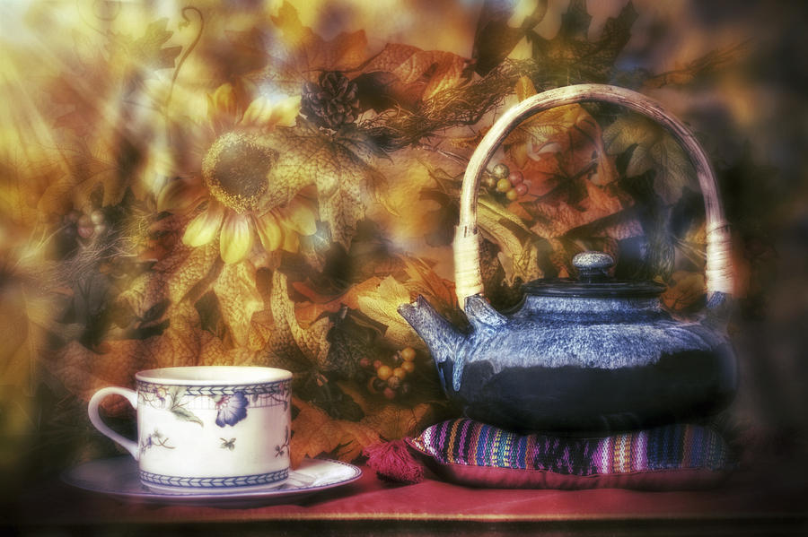 Autumn Tea Party - Fall - Teapot Photograph by Jason Politte