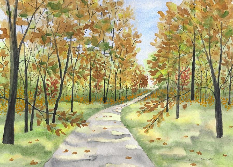 Autumn Trail Painting by Laurie Anderson