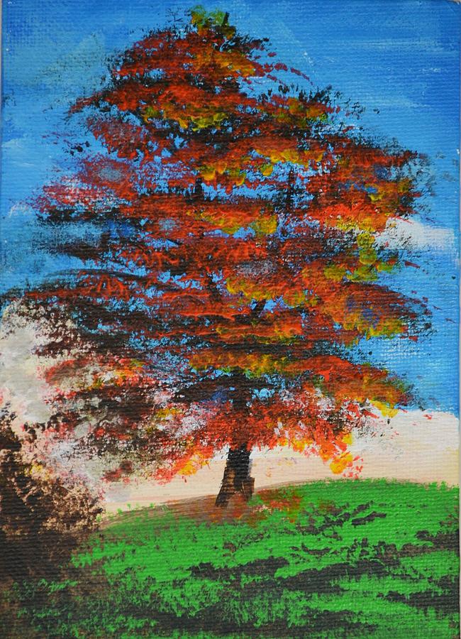 Autumn tree Painting by P Dwain Morris