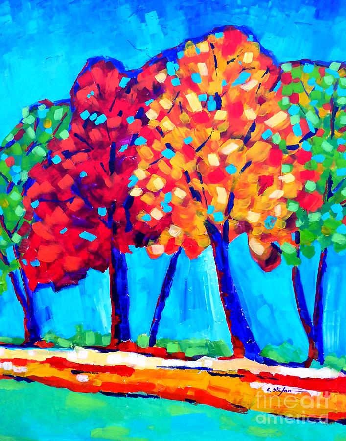 Autumn Trees Painting by Cristina Stefan