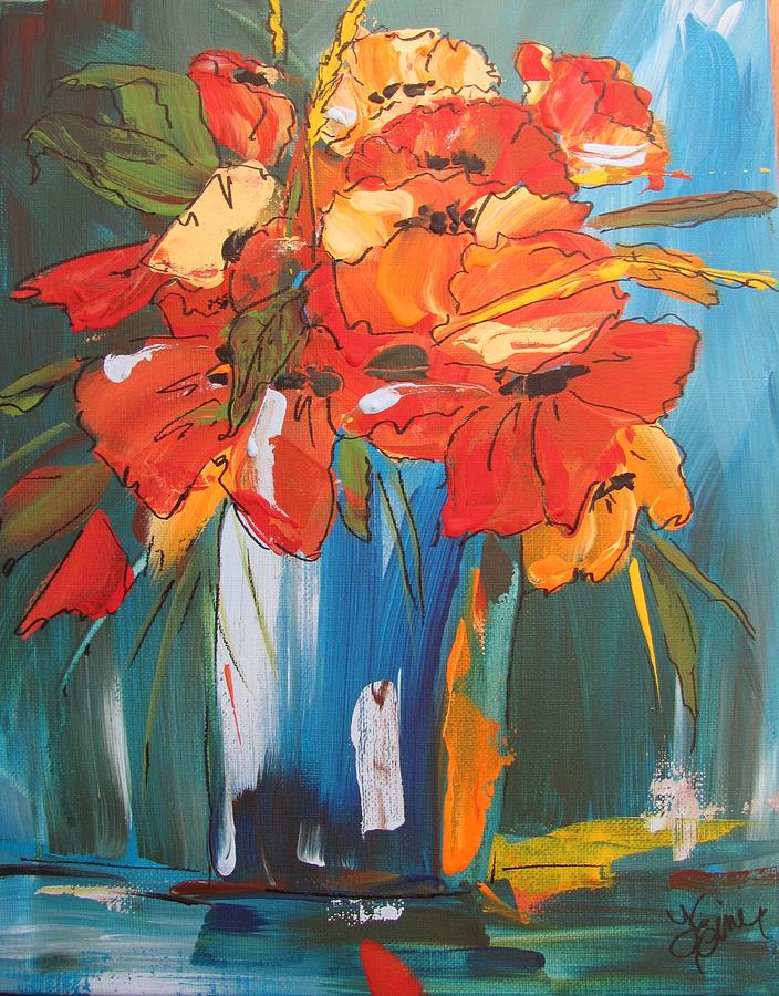 Autumn Vase Painting by Terri Einer