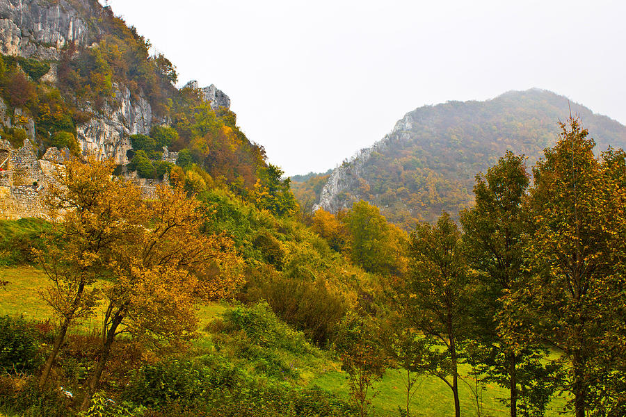 Autumn view of mountain ridge in fog Photograph by Brch Photography
