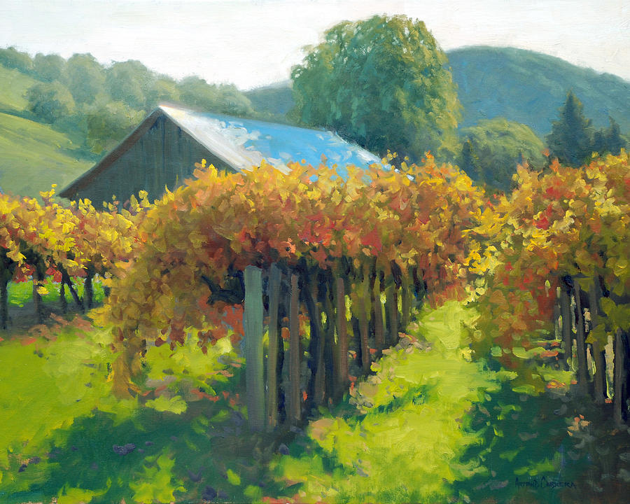 Autumn Vineyards Painting by Armand Cabrera