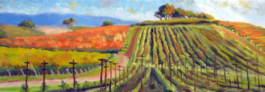 Tree Painting - Autumn Vineyards by Char Wood