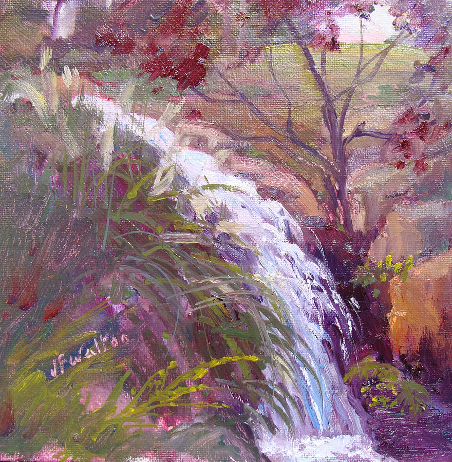 Autumn Waterfall Painting by Judy Fischer Walton