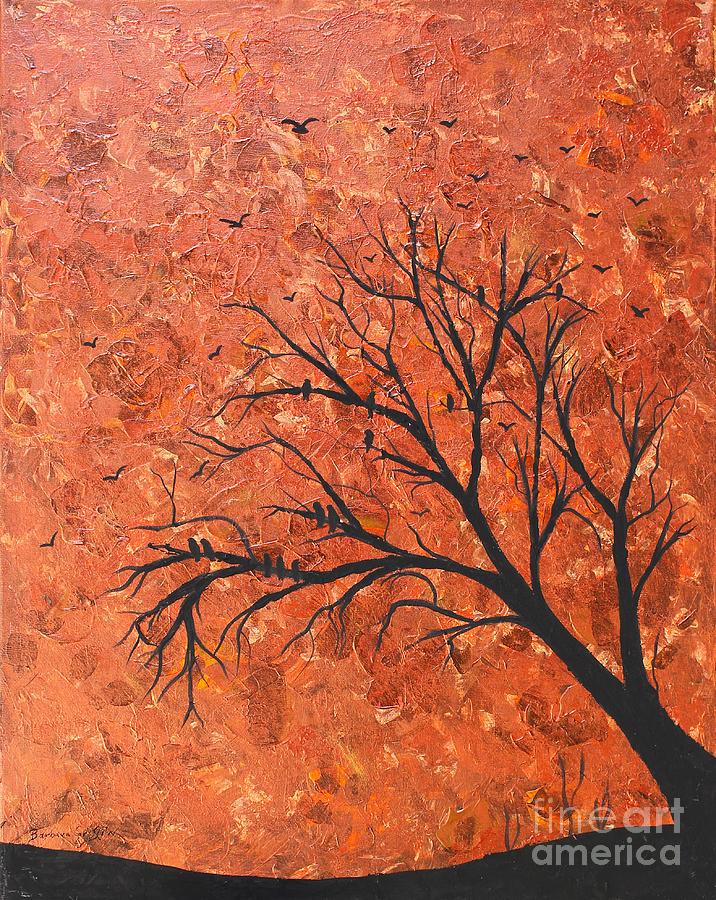 Autumn Wind and Crow Tree 2 Painting by Barbara A Griffin