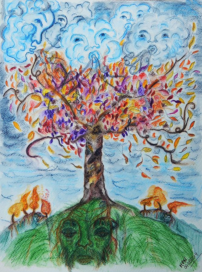 Autumn Winds Drawing by Mimulux Patricia No