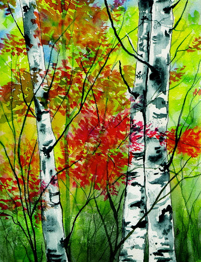 Autumn Woodland Painting by Brenda Owen