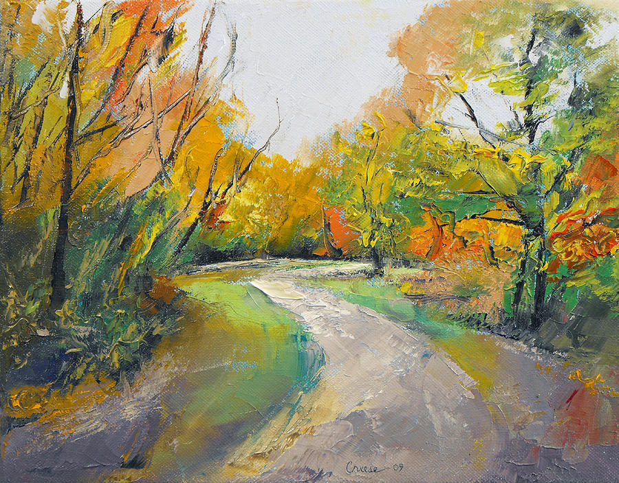 Autumn Woodland Path Painting by Michael Creese