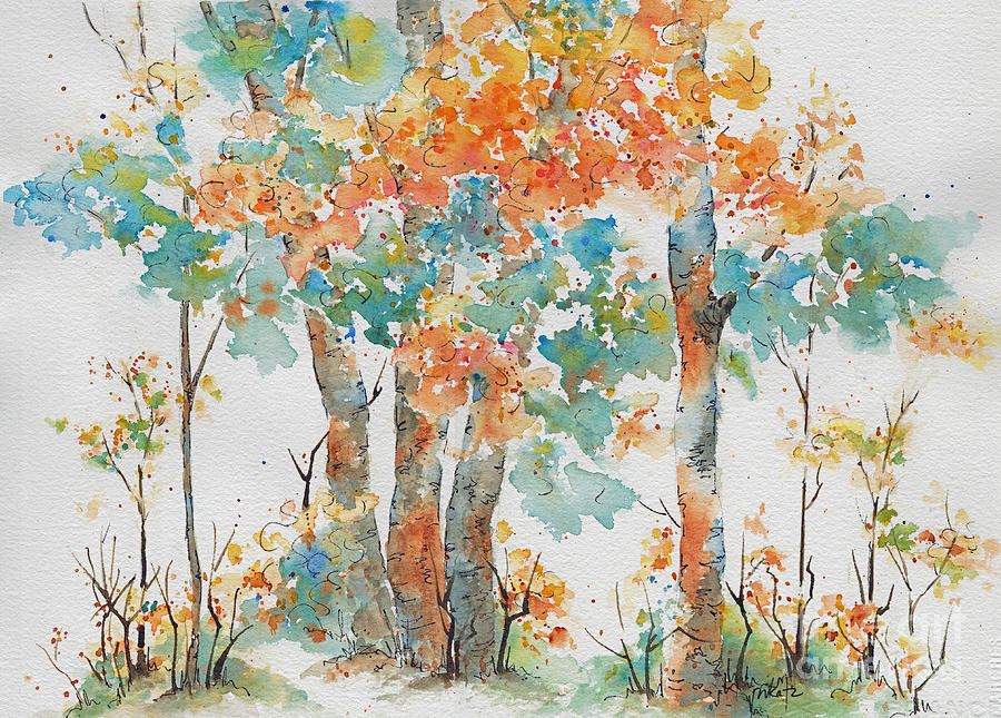 Autumn Woods Deep Woods Painting by Pat Katz