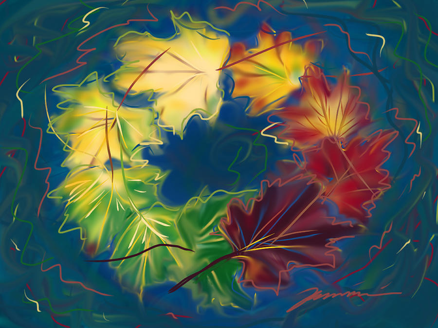 Autumn Wreath Painting by Jean Pacheco Ravinski