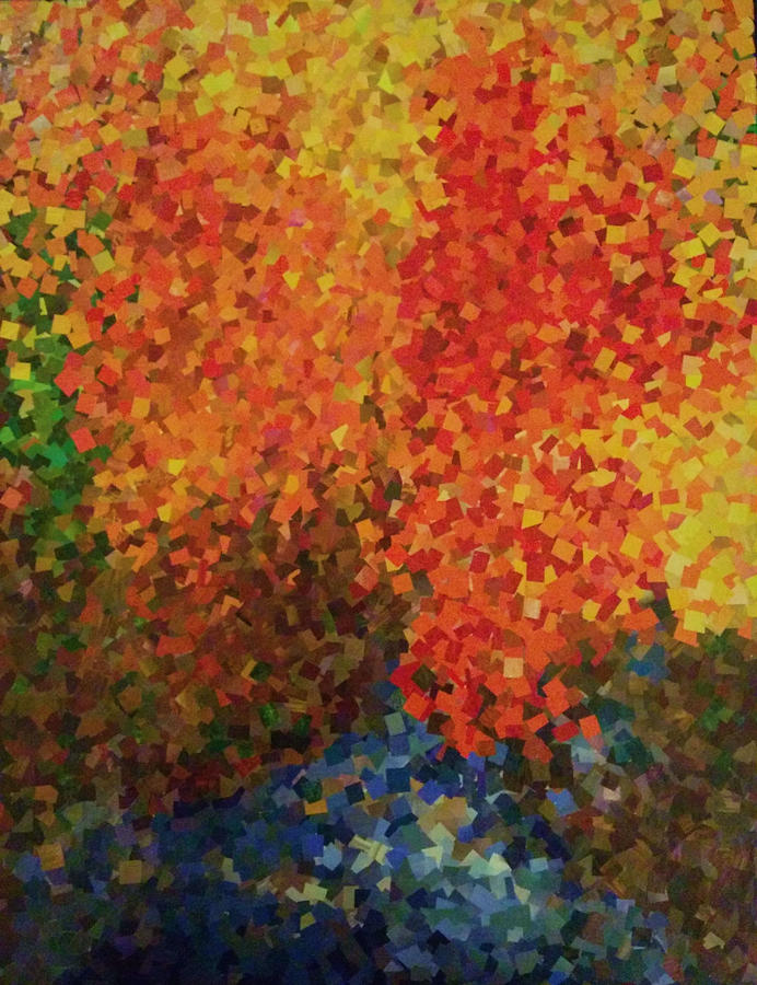 Abstract Painting - Autumnal Landscape by Shylaja Nanjundiah