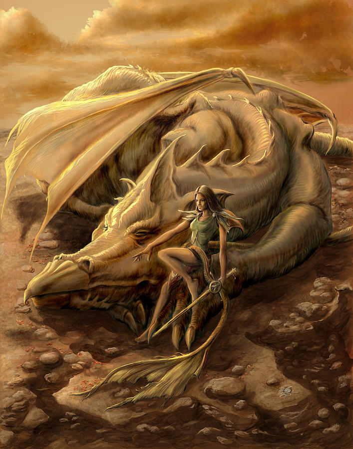 Dragon Painting - Autumns Dragon by Rob Carlos