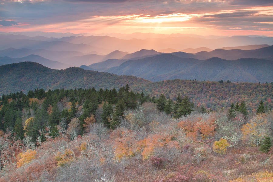 Blue Ridge Sunset - North Carolina Photograph by Doug McPherson