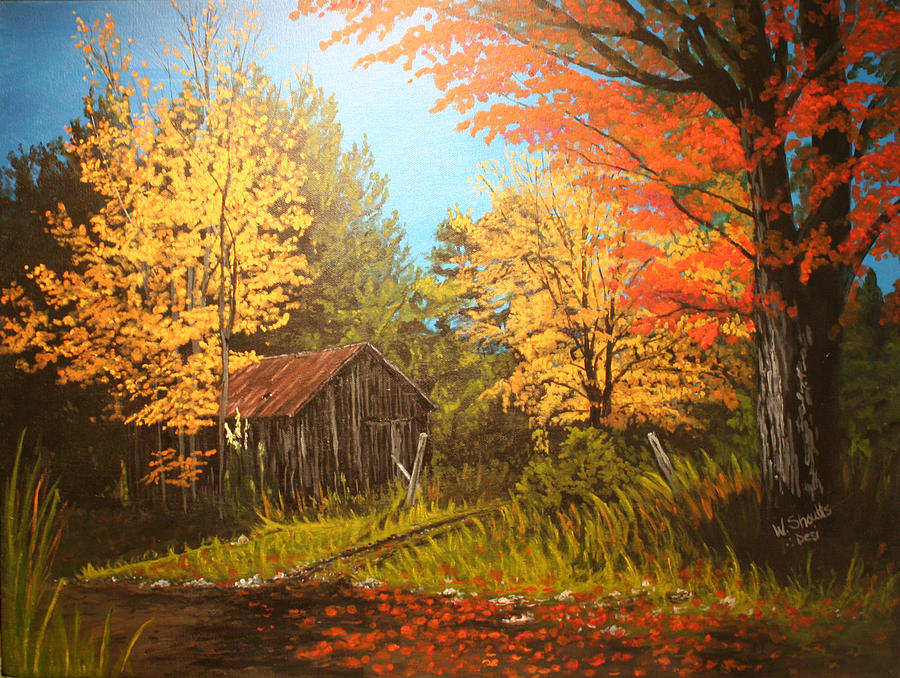 Autumns Rustic Road Painting by Wendy Shoults