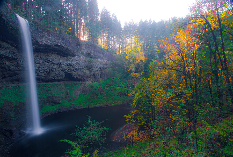 Autumns Waterfall Photograph by Anthony J Wright