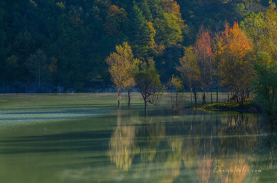 AUTUNNO Alba sul lago - AUTUMN Lake dawn 9674 Mixed Media by Enrico Pelos