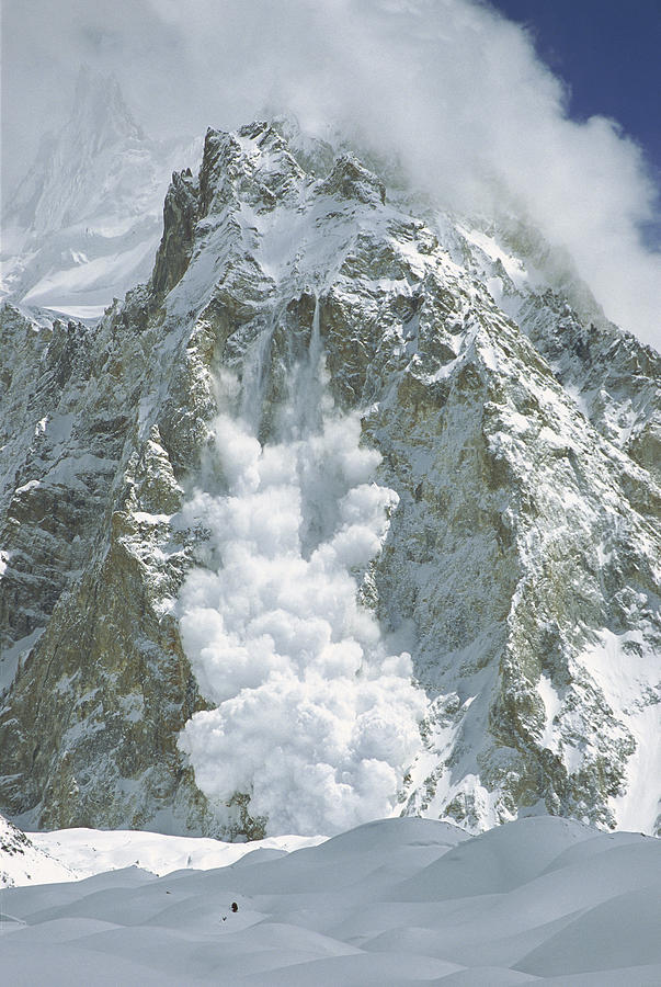Avalanche Gasherbrum Baltoro Glacier Photograph by Colin Monteath