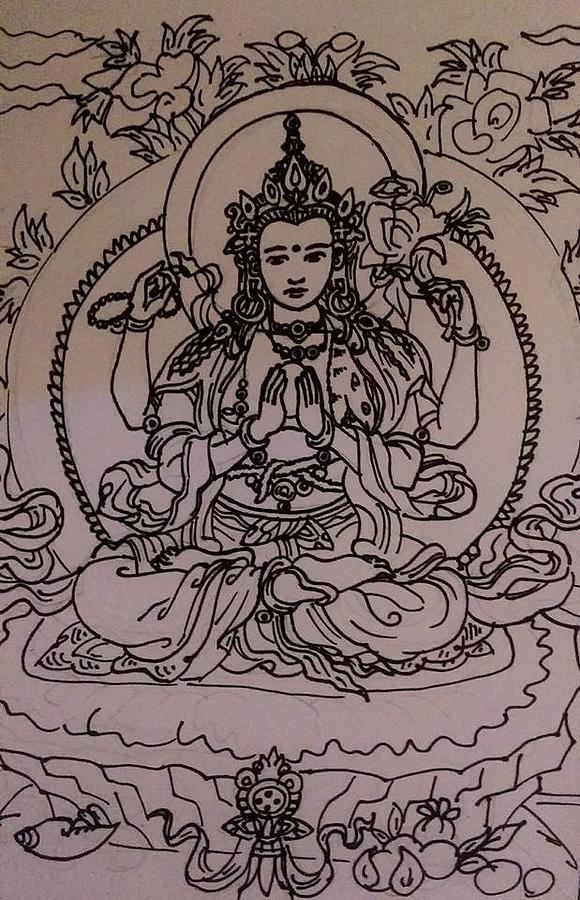 Avalokiteshvara Drawing by Luke Webb Fine Art America