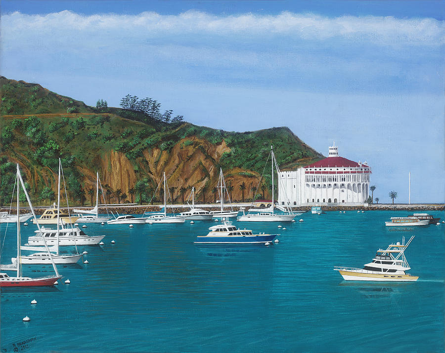 Avalon Harbor Catalina Island  Painting by Robert Bradshaw