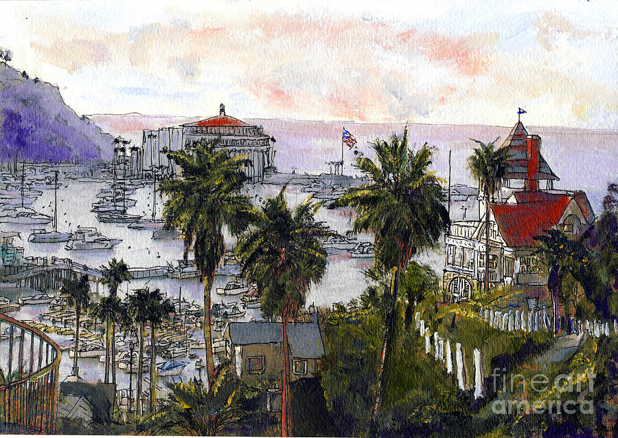 Avalon Harbor Early Morning Painting by Randy Sprout