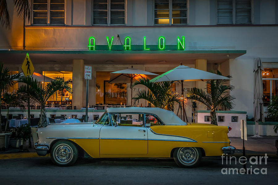 Miami Photograph - Avalon Hotel and Oldsmobile 88 - South Beach - Miami - HDR Style by Ian Monk