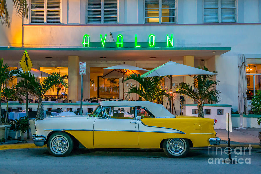 Miami Photograph - Avalon Hotel and Oldsmobile 88 - South Beach - Miami by Ian Monk