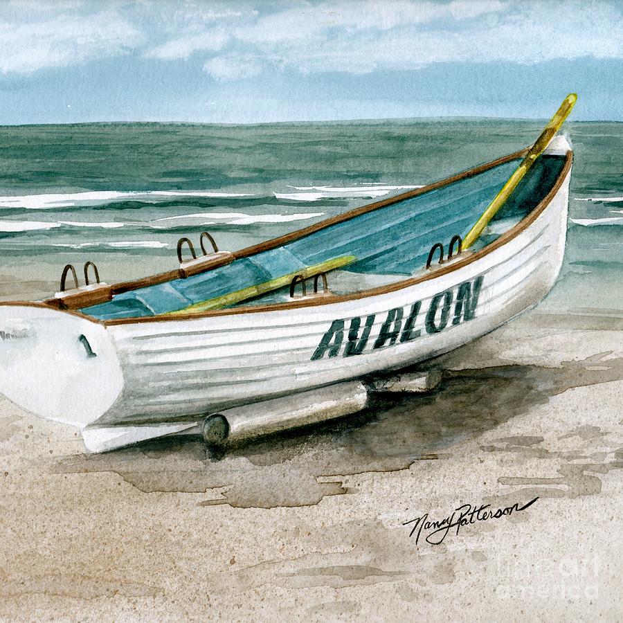 Avalon Lifeguard Boat 2  Painting by Nancy Patterson