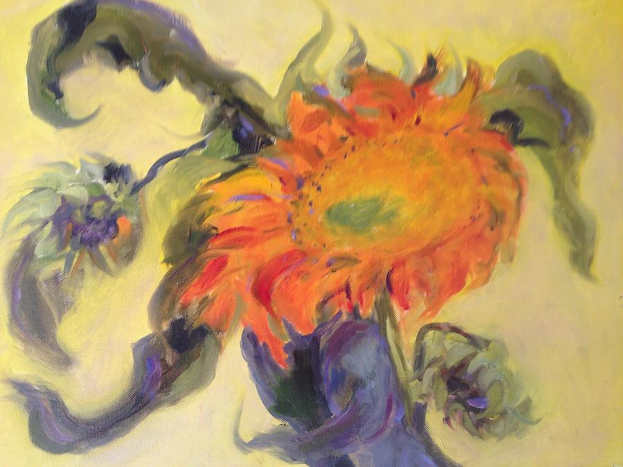 Avenging Sunflower Painting by Karen Carmean