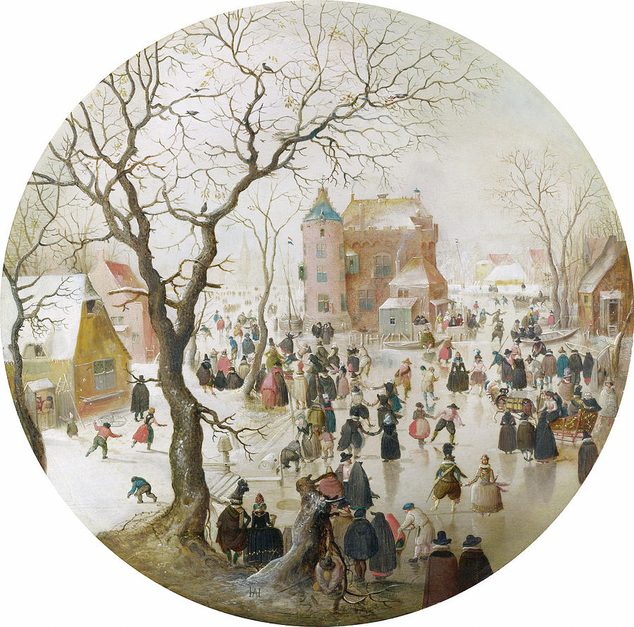 Avercamp Winter Scene Painting by Granger