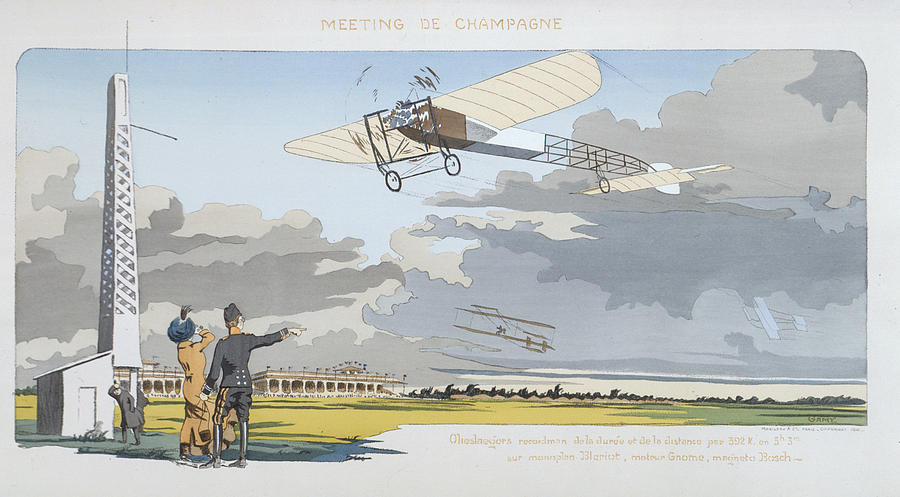 Airplane Painting - Aviation Meeting At Champagne by Marguerite Montaut