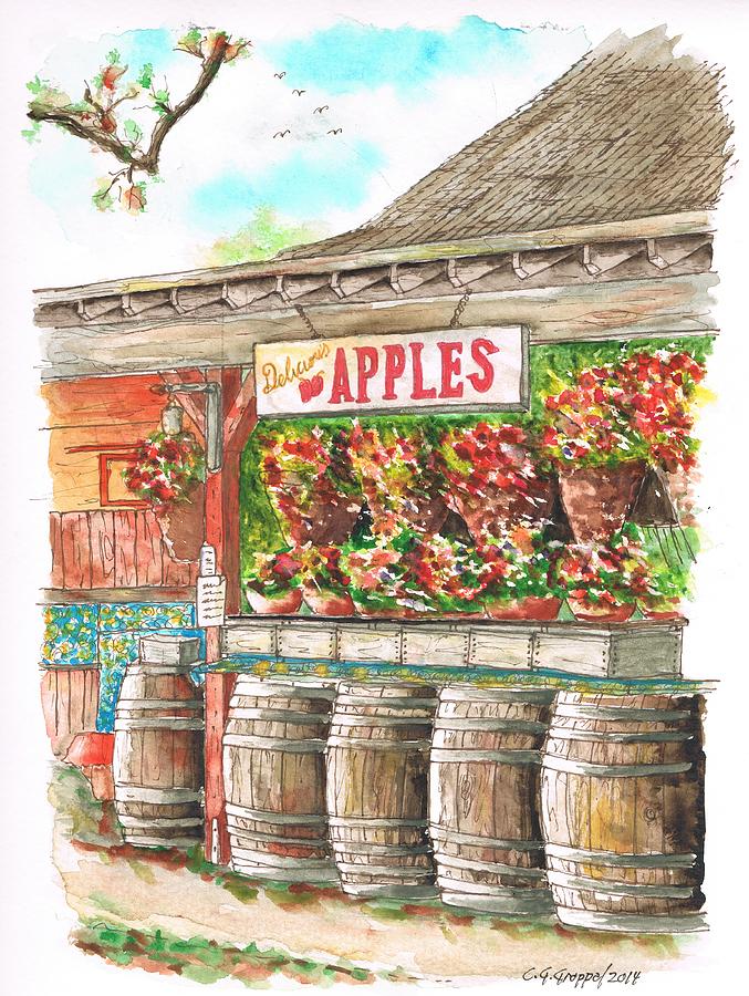 Avila Valley Barn With Delicious Apples Sign In Avila Beach - California Painting