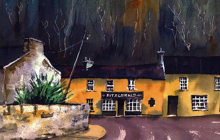 Avoca Fitzgeralds Pub Mixed Media by Val Byrne