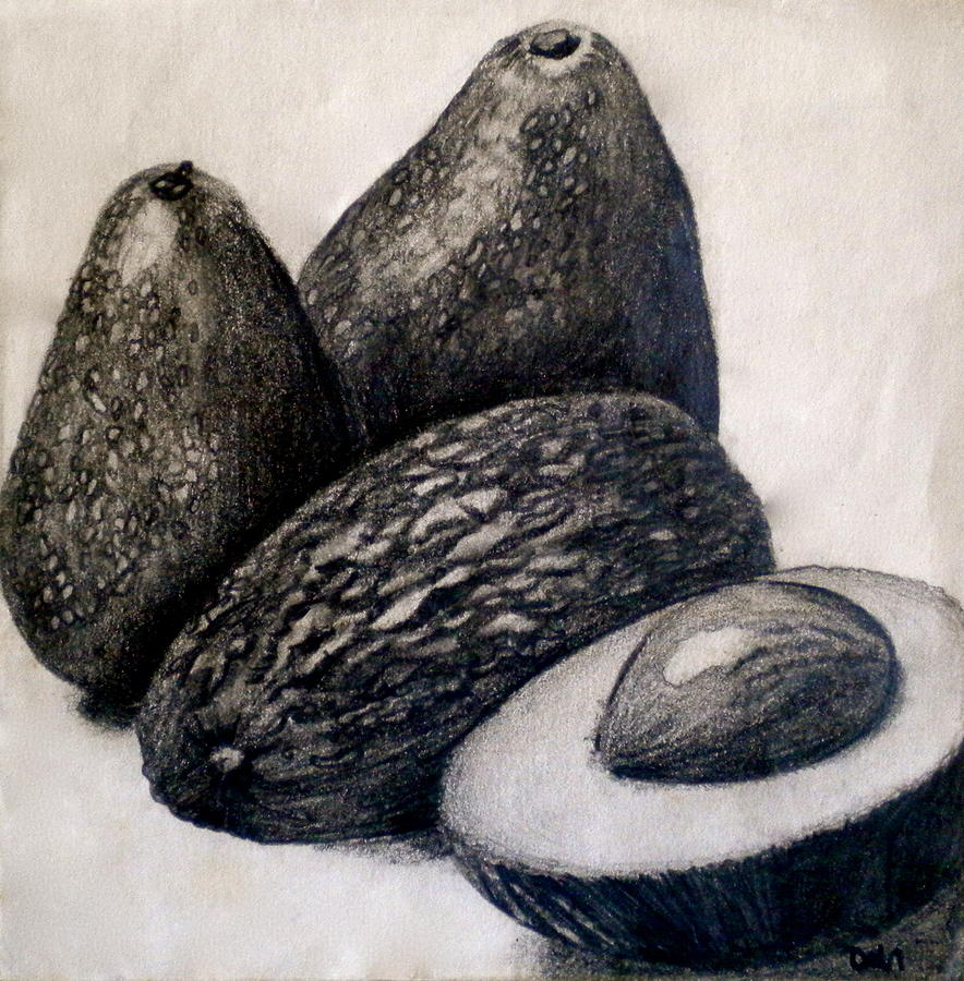 Black And White Painting - Avocados by Debi Starr