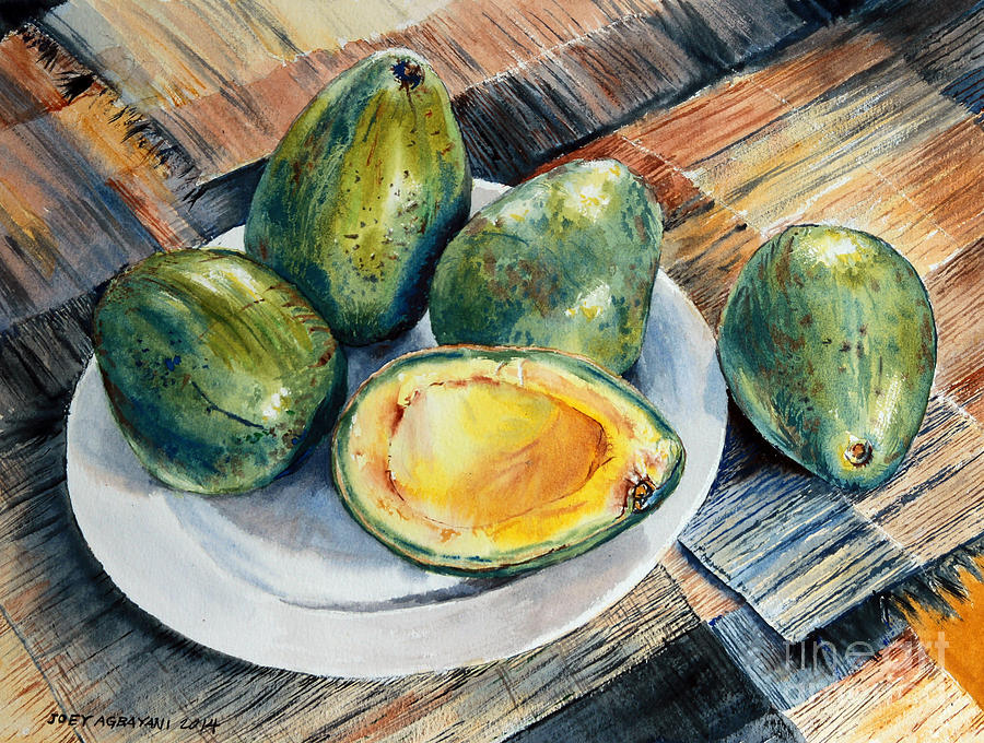 Vegetable Painting - Avocados by Joey Agbayani