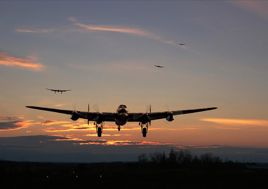 Airplane Digital Art - Avro Lancaster - Dawn Return by Pat Speirs