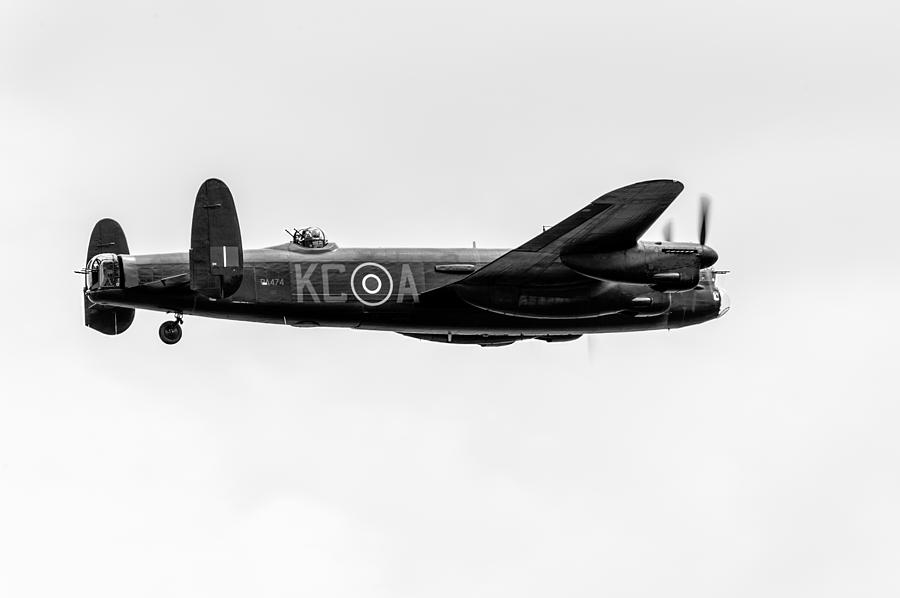 Avro Lancaster PA474 black and white version Photograph by Gary Eason