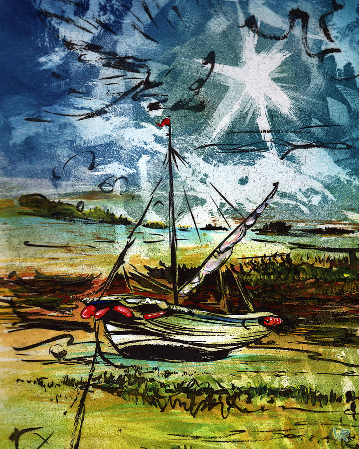 Seascape Mixed Media - Awaiting the Tide by William Rowsell Seascape Mixed Media - Awaiting the Tide by William Rowsell