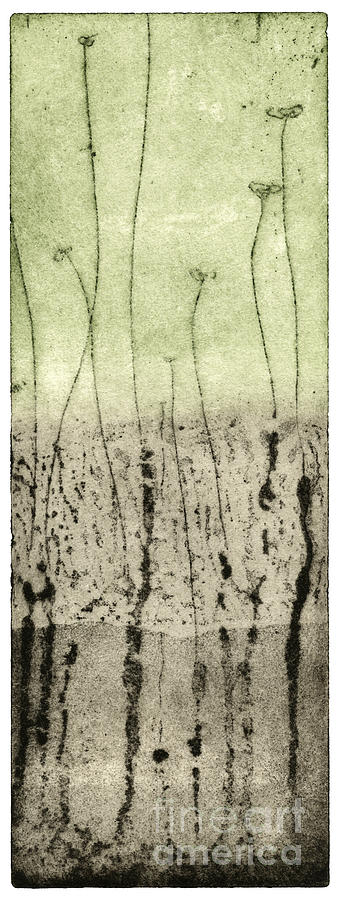 Awakening - Etching - Spring - Layers Of Earth - Plants - Flower - Fine Art Print - Stock Image Painting