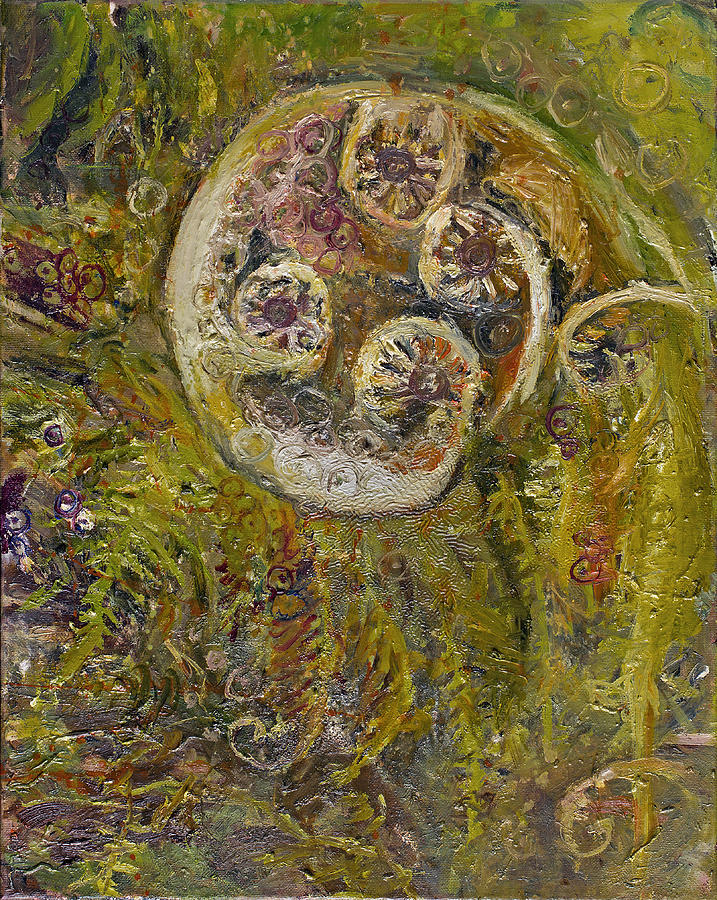 Awakening Fiddle head Fern Painting by Patricia Trudeau