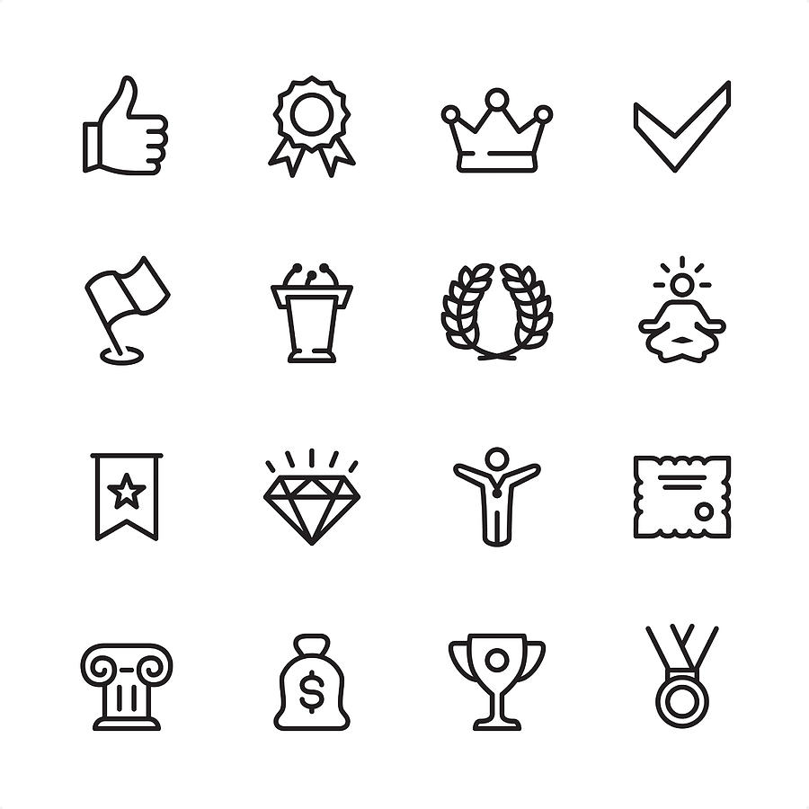 Awards - outline icon set Drawing by Lushik