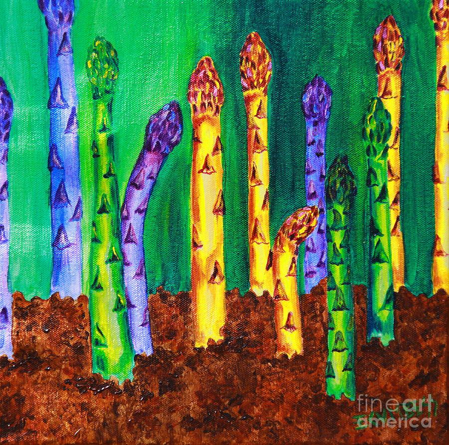 Asparagus Painting - Awesome Asparagus by E Cumbess