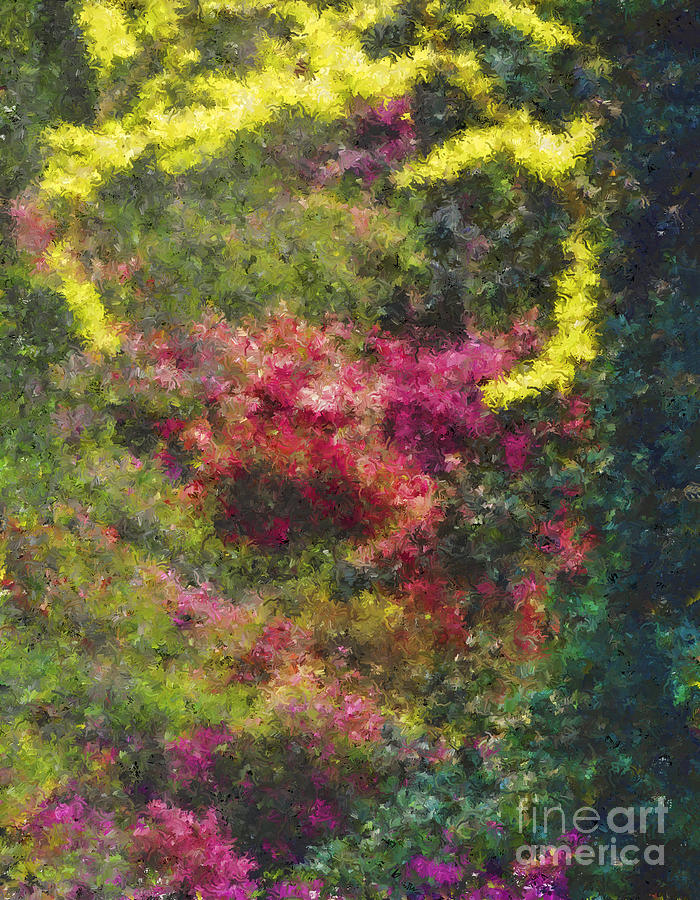 Azalea and Fir Impressionism Painting by L J Oakes