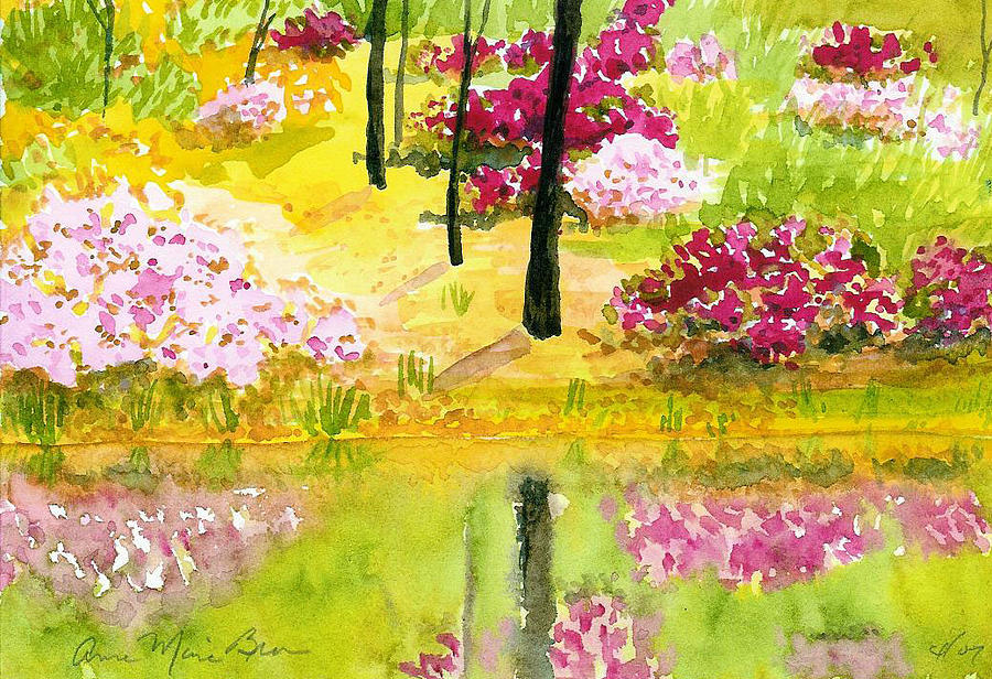 Azalea Reflection Painting by Anne Marie Brown